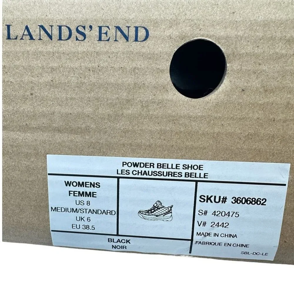 Lands' End NWB SZ 8 Womens Faux Fur Lining Quilted Black Suede Powder Belle Shoe